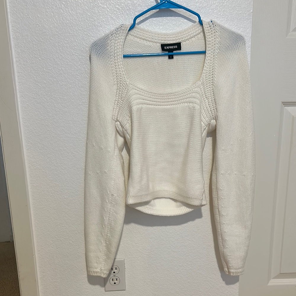 Express White Square Neck Sweater.
